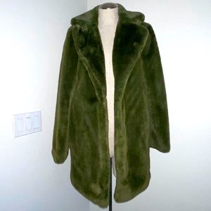Green faux fur coat